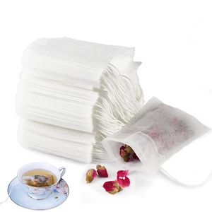 100Pcs Disposable Tea Filter Bags Coffee Tools Empty Drawstring Seal Filters Pouch for Loose Leaf Teal White