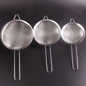 Rostfritt stål Silter Fine Mesh Colander Flour Sikt med handtag Tjockad Juice Tea Strainer Multifunktionellt Köksverktyg BH4837 TYJ