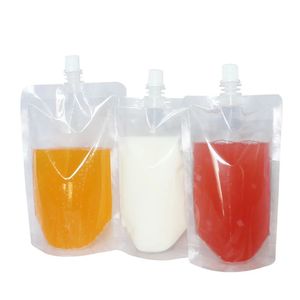 Drink Pouches Packaging Bag Sealing Storage Pack Bags Disposable Milk Stand Up with Nozzle Clear for Beverage