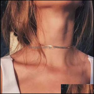 Chokers hängsmycken juvelrychokers punk halsband för kvinnor paljetter enkel platt blad snake krage halsband guld färg mode smycken droppe d