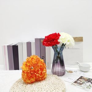 Flores decorativas grinaldas 6 cabeças de cravo artificial pompoms de seda de seda decoração de casa decoração de aniversário decoração