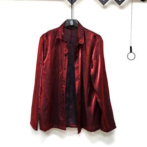 Yüksek Sokak Gömlek 20ss Lüks Moda Tembel Childe Moda Zengin Küçük Merserize Hırka Uzun Kollu Gevşek Saten Gömlek