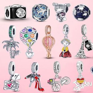 925 Sterling Silver Eiffeltornet Charm Camera Plane Travel Charm Earth House Charms Passande Pandora Bracelet Smycken DIY Present