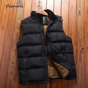 Dimusi Winter Mens Vest Casual Fleece Ciepłe Kurtki Bez Rękawów Moda Znosić Slim Fit Zagęścić Thermal Waistcoats Mens Odzież 211119