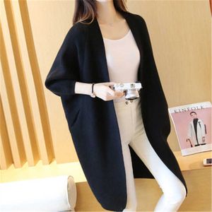 Mulheres Sweater Outono Inverno Longo Cardigan Casual Bat Sleeve Feminino Malha Plus Size Casaco Solto Senhoras S 210922