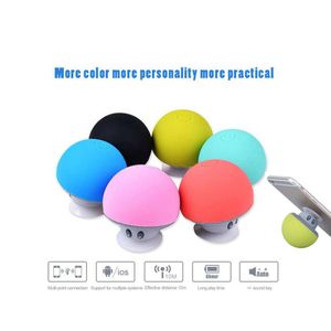 Wholesale silicone bluetooth speaker resale online - Cartoon mini portable small mushroom head wireless bluetooth speaker silicone suction cup phone holder audio283w