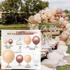 Dekoracyjne kwiaty wieńce 117 sztuk balon łuku zestaw dekoracji weselnej róży złoty biały urodziny baby shower set