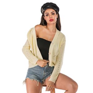 Apricot Autumn Loose Thin Knitting Cardigan Women Sweater Knitted Femme Sueter Coat Single-Row Button Design Casual Slim Fashion 210507