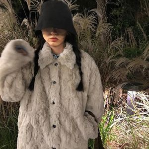 Furma damska Faux Winter Long Coat Damskie Kurtki Kobiet Grube Ciepłe Moda Casual Odzież Odzież Odzież Damki Parkas Wełny
