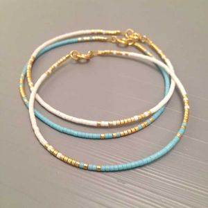 Charm Bracelets KBJW Miyuki Everyday BraceletGlass Beads White Gold Blue Dainty Minimalist Bracelet Stainless Steel 18K PVD Plated Jewelry