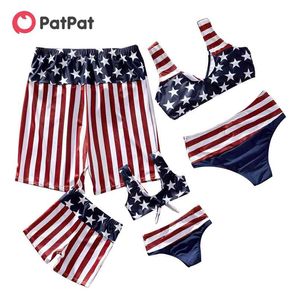 Arrival National Day Star Striped Matching Swimsuits 210528