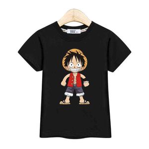Anime Luffy Çocuk Kostüm Erkek T-Shirt Tek Parça Desen Bebek Kız Tee Kısa Kollu Yaz Giysileri Çocuk Baskı Gömlek Tees G1224 Tops