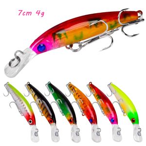 Wholesale trebles hooks resale online - 6 Color Mixed cm g Minnow Hard Baits Lures Treble Hook Fishing Hooks Pesca Tackle V