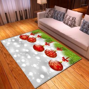 Carpets Merry Christmas Balls Printed Area Rug Home Decoration Parlor Flannel Children Play Crawling Bedroom Living Room Carpet