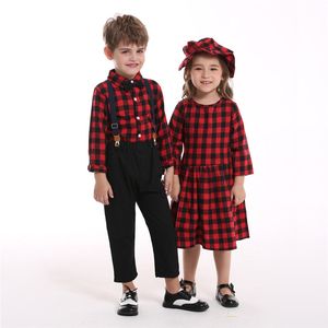 Herbst Weihnachten Kinder Kleidung Anzug Für Jungen Mädchen Hut Kleid Kleidung Sets Kleinkind Junge Mädchen Kleidung Familie passenden Outfit Kinder Kleidung Jungen