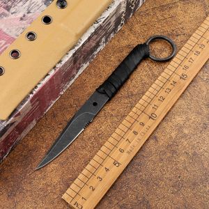 Mini 440C steel fruit straight knife fixed blade tactical jungle hunting outdoor life-saving self-defense EDC tool belt K sheath