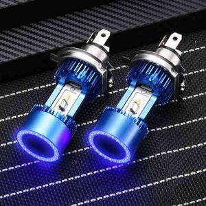 プラグプレイ30W 3200LM LED H4車のヘッドライトハイロービームHS1 P43Tオートバイの自動スクーターライトエンジェルアイブルーホワイト6000K 12 / 24V