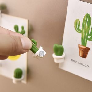 6 sztuk / opakowania Kaktus Lodówka Magnes Cute Soczyste Magnes Plant Lodówka Wiadomość Naklejka Home Decoration 586 V2