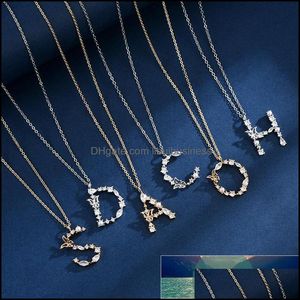 Pendant Necklaces & Pendants Jewelry 925 Sterling Sier A-Z Choker Zircon Pearl Letter Luxuy Butterfly Necklace Wedding Gift For Women Fine D