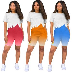 Tute da donna Pantaloncini a maniche corte Completi Due pezzi Set Top Abbigliamento sportivo Pantaloni da donna Abiti 2021 Tipo di vendita klw6323