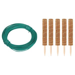 Other Garden Supplies 5 Rolls Plant Twist Tie Wire 2.5mmx10M & Pcs 45cm Support Totem Pole Coir Moss Stick