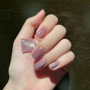 Wholesale purple glue for sale - Group buy False Nails Fake Full Cover Taro Purple Nail Patch Glue Type Removable Short Paragraph Fashion Manicure Save Time