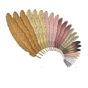 2021 Fashion Metal Feather Bookmarks Document Book Mark Label Golden Silver Rose Gold Bookmark Office School Supplies 7 Colors