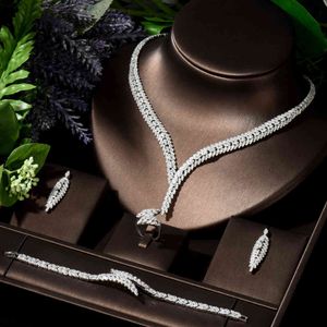 Hibride original brilhante cúbico zirconia jóias de casamento geométrica África luxo bridal 4 pcs set festival vestido bijoux n-192