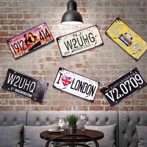 Metal Tin Signs Car Number License Plate Plaque Poster Bar Club Wall Garage Home Vintage Decor Tin Sign Iron Painting Metal Sign H1605