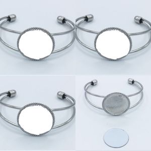 Sublimacja puste otwarcie łańcuchy urok biżuteria okrągłe dziewczęce termiczne drukowanie mody Kirsite Plated Silver Bangles DIY 5 8HY J2