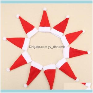 Şenlikli Parti Malzemeleri Ev Garden10pcs Noel Baba Şapka Şarap Şişesi ER Hediye Sahipleri Noel Mini Elf Şapka Navidad Dekor Yılı Noel Decora