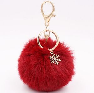 Creativity Snowflake Plush Keychain Pendant Luggage Decoration Jewelry Key Chain Christmas Gift Keyring 15 colors mixed