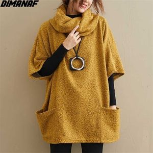 DiManaf Women Sweetshirts Tops Turtleneck Turtleneck Casual Casual Casual Batwing Manga Batwing 8 Cores 211220