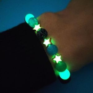 Charm Bracelets Will Shine Shiny Fluorescence Volcano Weathering Natural Stone Energy Bracelet Women Men Halloween Accessories Couples Gifts