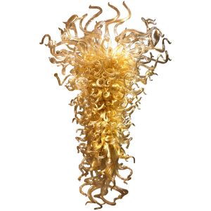Handblåst glas kristall ljuskrona LED konst hängsmycke lampor guld w80x150cm inomhus belysning modern vardagsrum dekoration