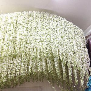 20 Colors 34cm Artificial Silk Flowers Vine Home Garden Wall Hanging Wedding Decoration Wisteria DIY Hydrangea Rattan Arch Background