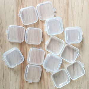 蓋の小さなジュエリーの耳の耳栓箱が付いている正方形の空の小型のプラスチック収納容器箱のケースFHL533-WY1682