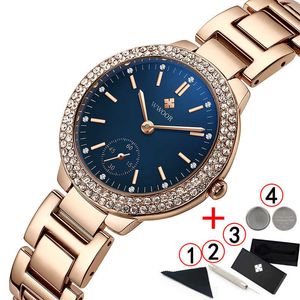 WWOOR Watches Woman Famous Brand Fashion Dress Diamond Female Watches Stainless Steel Women Watches Gold Montre Femme 210527