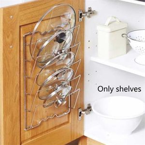 Anti-Fall Metal Torkning Pan Pot Rack Cover Lock Rest Stand Spoon Holder Köksverktyg 5 Layer 211112