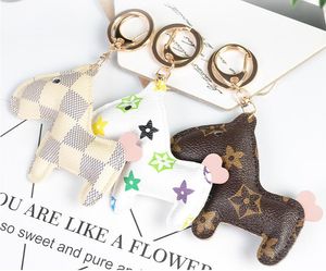 Dog Design Bag Charm Keyring Accessories Fashion Tassel Key Rings Pu Leather Hippo Giraffe Car Keychain Holder Cartoon Jewelry Gift