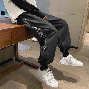 cargo pants men's Spring summer thin drawstring feet handsome casual Men trousers Korean trend loose streetwear fashion clothes G220224