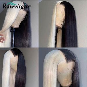 Dantel peruk yarım ve doğal renkli insan saçı inç ön peruk düz yüksek yoğunluklu remy