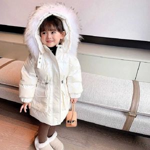 Baby Girl Winter Jacket Thick Cotton Padded Infant Toddler Fur Hooded Coat Solid Snow Suit Pearl Color Warm Baby Clothes 2-10Y H0909
