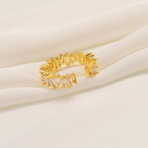 18-каратные золотые камни THAI BAHT G/F 1,95-каратное белое кольцо Eternity Band 22K Real Fine Solid Simulant Diamond Rings Прямоугольный драгоценный камень с каналом