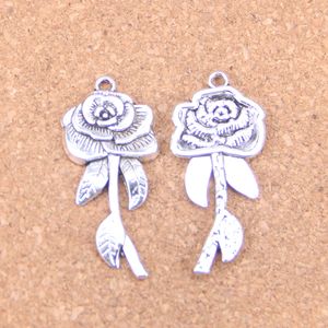 32st Antik Silver Bronze Plated Rose Flower Charms Pendant DIY Halsband Armband Bangle Fynd 42 * 19mm