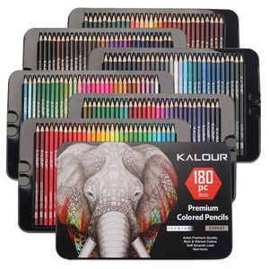 Kalour 180 шт. набор цветных карандашей из тополя, белый деревянный карандаш с жестяной коробкой, художественный набор, профессиональный набор карандашей для рисования художника