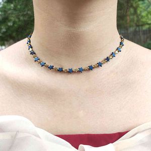 Women Charm Five-pointed Star Necklace Creative Design Symmetrical Aesthetics Choker Retro Punk Jewelry Valentines Day Gift