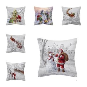 10 stile lino Natale pupazzo di neve federa decorazione europea e americana giorno di Natale fodera per cuscino fodera per cuscino del divano forniture di biancheria da letto T2I53062