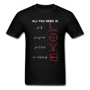 Men's T-shirts Geometric Algebra Equation Graph Tshirts a Ll You Need Is Love Math Science Problem Black Fashion Teeshirt Plus Size t Shirt 210629