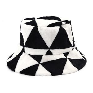 Мода теплый бархат Панама Леди зима черные белые большие шляпы к клетчатую шляпы для женщин девушка открытый каникулы рыбака шляпа